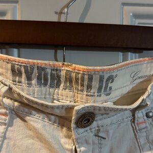 Hydraulic Slim Men’s White Jeans with Orange Stitching